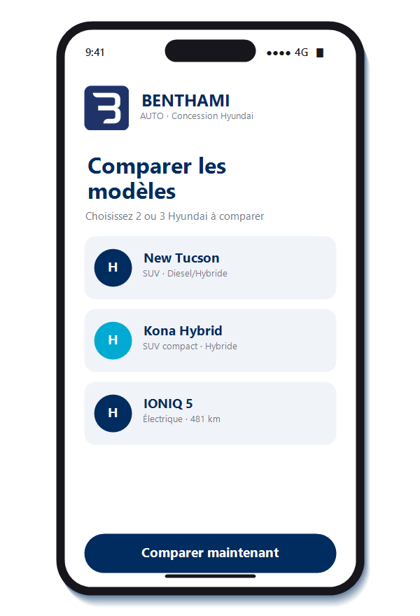 BENTHAMI App — Comparer les modèles