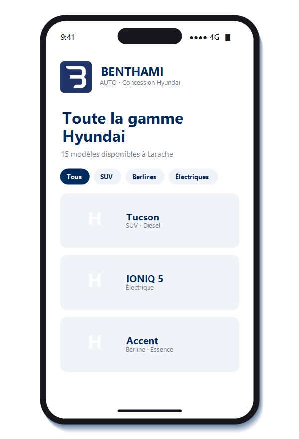BENTHAMI App — Toute la gamme